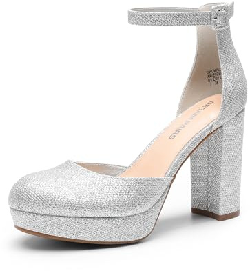 DREAM PAIRS Plateau High Heels Pumps | Chunky Blockabsatz Knöchelriemchen Elegante Party Brautschuhe Hochzeitsschuhe für Damen
