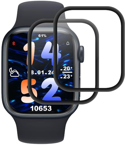 Beukei 2 Stück Panzer Schutz Glas für Apple Watch Series 6/5/4/SE/SE 2 44mm, Panzerglas Schutzfolie,[9H Härte][HD Klare][Blasenfrei][Anti-Kratzen] Handyfolie