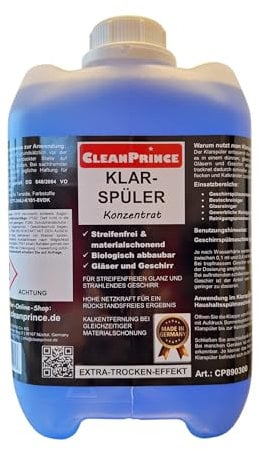 CleanPrince Klarspüler Konzentrat 5 Liter blau flüssig | Spülmaschinen Geschirr Besteck