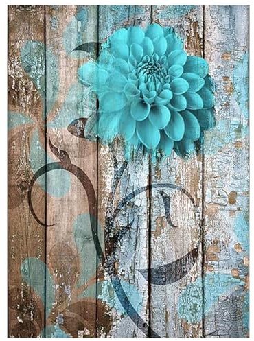 LOITTAINUE Malen Nach Zahlen Erwachsene Blume DIY Ölgemälde Leinwand Set mit 3 Pinsel und Acrylpigment für Frauen Home Deko Geburtstag Weihnachten Geschenk - 40 x 50 cm Ohne Rahmen (blaue Blume)