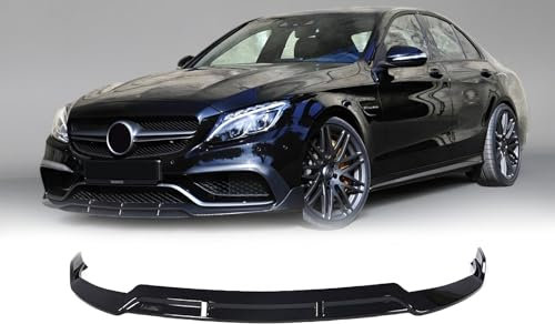 Mptuned Frontstoßstangen-Spoiler Kompatibel mit MB W205 Limousine AMG Vor-Facelift 2014-2018 | Hochwertiger ABS Kunststoff, Glänzend Schwarz, Inklusive Befestigungsmaterial