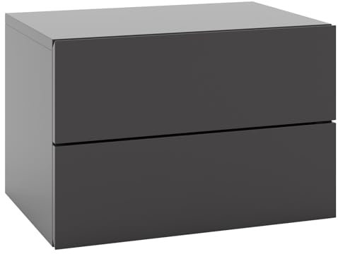 RELAX4LIFE Wandregal mit 2 Schubladen, Nachttisch hängend, Nachtschrank Wandmontage, Nachtkästchen schwebend, hängende Nachtkommode Holz, für Wohnzimmer, Schlafzimmer, 42 x 30 x 28 cm (Grau)