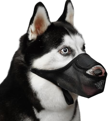 VIDSTW Maulkorb für Hunde (S) | atmungsaktiv, weiches Nylon, verstellbar, Schwarz