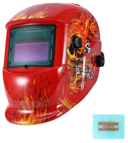 Welding Mask Auto Darkening, Solar Welding Mask for Eye Face Protection, Adjustable Lightweight and Comfortable Welding Helmet with Shade Range 9-13, for TIG, MIG, Arc Weld Grinding(Red Flame)