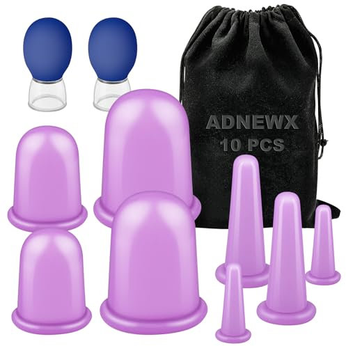 ADNEWX Schröpfgläser Silikon 10 Set, Hochwertige Gesicht Schröpfen mit Aufbewahrungsbeutel Klein Schröpfmassagegerät Werkzeug für Ganzen Körper Schröpftherapie