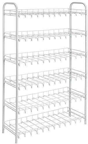 HEFZGDB Metaltex Schuhregal mit 6 Ebenen Shoe 6 Weiß Schränkchen Schuhregale Stauraum Schrank Shoes Cabinet für Schlafzimmer Schlafsaal Küche Wohnbereich