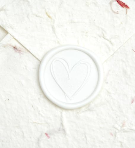 Poemluve 50 Stück Wachssiegel Selbstklebend mit Herz Mustern Wachssiegel zum Kleben Weiß Siegelaufkleber Hochzeit für Einladungen, Briefumschläge, Geschenke, Postkarten, Valentinstag, DIY (Weiß)