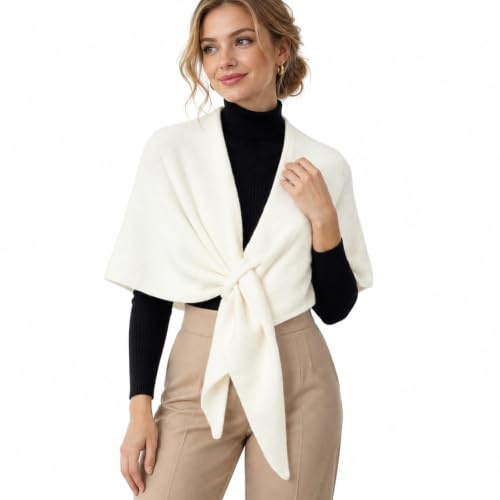RIIQIICHY Schal Cremefarben Damen Stola für Abendkleid Winterschal Damen Kuschelig Schals für Damen Herbst Elegant