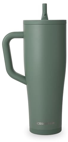 Ice Shaker 40 oz Tumbler with Handle and Straw | 40oz Aura | Cold for 30+ Hours | 2-in-1 Tumbler Shaker Bottle | Odor-Free 40 ounce Bottle for Water, Protein Shakes, Smoothies, Cocktails