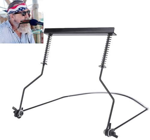 10 Holes Harmonica Neck Holder, Adjustable Metal Professional Harmonica Neck Brace Rack Support for Hands-Free During Performance (Black)