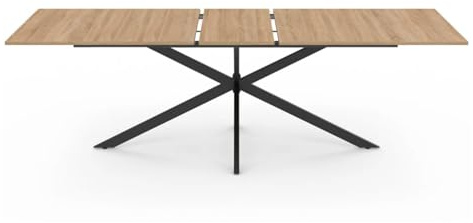 CONCEPT USINE | Table Extensible BRIA Style Industriel | Plateau Finition Bois Élégant | Jusqu’à 10 Personnes | 90 à 235 cm | Piètement Métal Noir | Conviviale, Robuste et Moderne