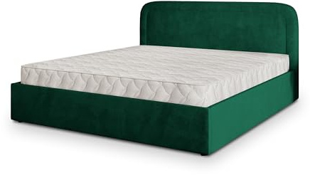 Masseno Polsterbett BENIRA K 120x200 cm, Doppelbett, Bettkasten, Stauraum, Lattenrost Und Kopfteil - Grün, Kronos 19