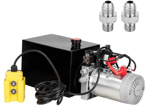 Acekool Unité de puissance hydraulique double effet 12V DC – Pompe hydraulique haute performance pour remorque basculante, levage de voiture et applications industrielles – Réservoir métal – Boîtier
