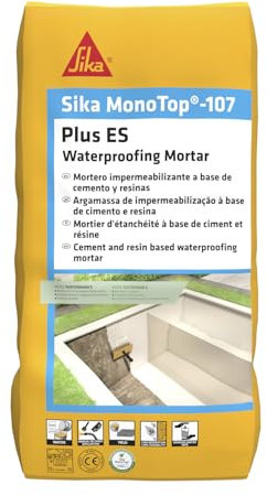 SIKA - Mortero impermeabilizante - SikaMonoTop-107 Seal - Gris - Uso en interior y exterior - Hormigón, mortero, piedra y fibrocemento - 25 kg