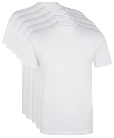 Ultrasport Herren Sport fritid T-shirt med rund hals sæt 5 T shirt, Weiß, L EU