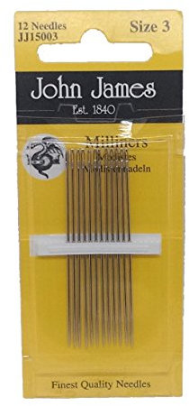 John James Milliners / Straws Hand Sewing Needles - Size 3 - 12/pk