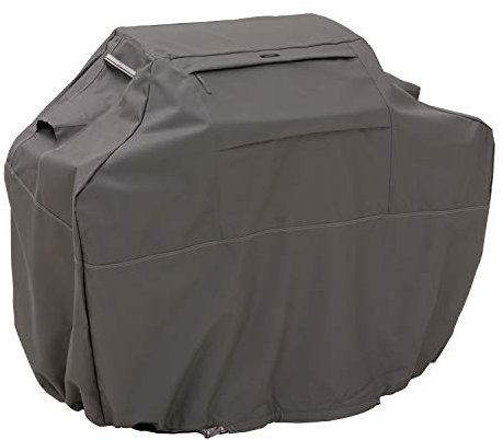Classic Accessories Ravenna Grill Abdeckung S, Für Kleine BBQ Grills, reißfestes Material mit Belüftungsöffnungen, Schutz vor allen Wetterbedingungen, dunkle Taupe/Pilz/Espresso (111 x 55 x 111 cm)
