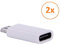 REY - Pack 2 Unidades Adaptador Conversor Carga Datos USB 3.1 Tipo C Hembra a Micro USB Macho Blanco