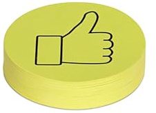 MAUL Moderationskarten rund gelb 100 Stück Daumenmotiv blanko | ideal für Workshops, klare Bewertungen, griffiges 150 g/m² Papier, vielseitig beschreibbar, praktische Vorratspackung