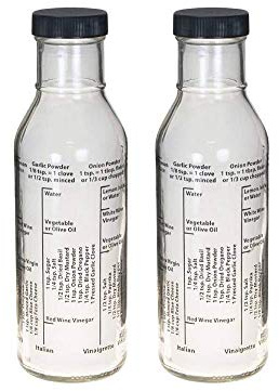 Kolder 13214/2 Salad Dressing Mixer Bottle with 8 Classic Recipes, Glass, Made in The USA