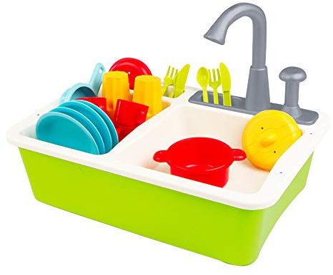COLORBABY My Home, Fregadero de juguete con agua, Juguete de Hogar y cocina, Fregadero con accesorios, niños 3 años (49025)