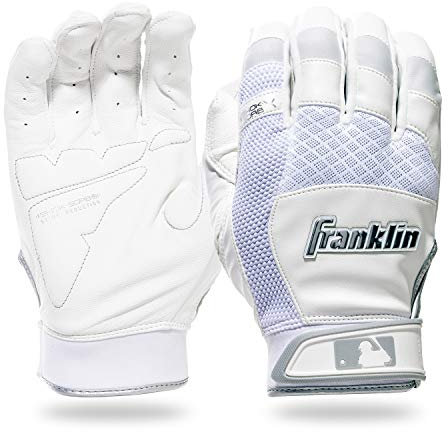 Franklin Sports MLB Shok-Sorb X Schlaghandschuhe, für Erwachsene, Größe L, Paar, Weiß/Chrom