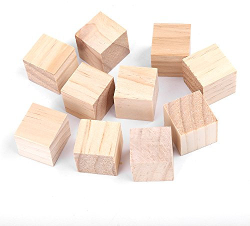 25 mm 10 Stück Naturholzwürfel, glatte Holzwürfel, quadratische Holzblöcke, Holzwürfel zum Basteln, Formen, Kunst und Handwerk, Puzzle und Zahlen