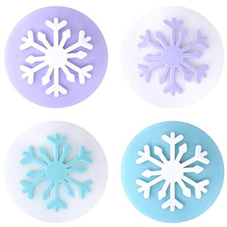 Tscope Jolis capuchons de pouce pour Nintendo Switch & Switch Lite Consolo, jolie fleur bleue, violette, flocon de neige, couverture en silicone confortable pour manette Switch NS Joy-Con