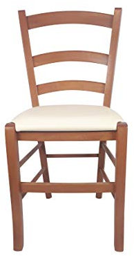 Sedia Venezia Paesana, in Legno Massello, Varie Sedute e Colori, Imbottita, Alta qualità (Miele, Imbottita Beige)