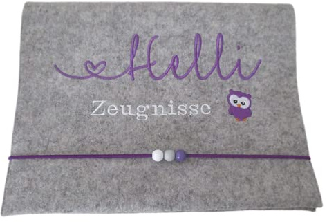 Zeugnismappe Wollfilz Mappe Zeugnisse DIN A4 Grundschule SchuleEule