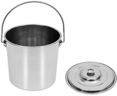 Seau de cuisine en acier inoxydable poli avec couvercle 12 l