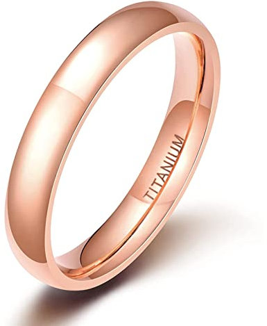 Zakk Bague fine en titane poli pour homme et femme Alliance Bague Mariage de fiançailles Promesse Anneaux 2mm/4mm/6mm/8mm/10mm (Or Rose 4mm,51 (16.2))
