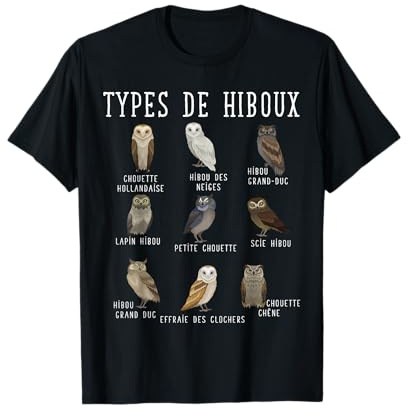 Chemise Types de Hiboux, effraie des clochers, hibou T-Shirt