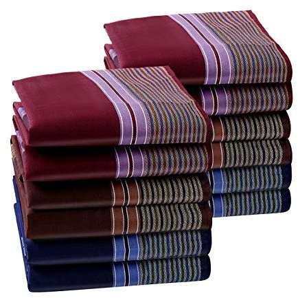 HOULIFE Herren Taschentücher aus Reiner Baumwolle 43x43cm 3 Farben für Alltagsgebrauch 6/12 Stücke (43x43cm, Gemischt 1-12 Stück)