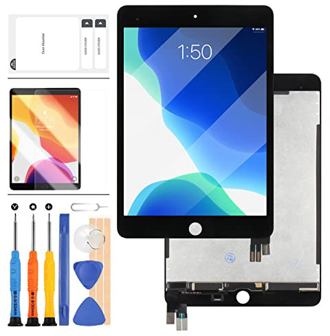 LADYSON Écran de remplacement pour iPad Mini 5 7,9 2019 A2133 A2124 A2126 A2125 écran tactile LCD numériseur de réparation Kit d'outils gratuits + verre trempé (Noir)