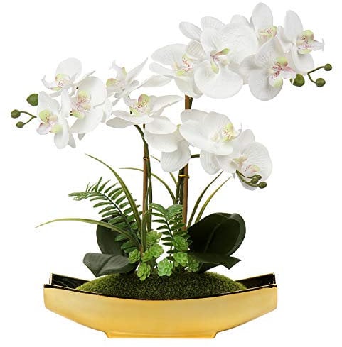 Kunstblumen wie Echt Orchideen Künstliche Blumen im Topf Phalaenopsis Kunstorchidee Bonsai Deko Frühling für Badezimmer Wohnzimmer Tischdeko, Höhe 38CM