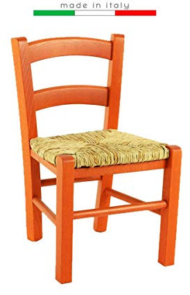 Silla Venezia Baby para niños, de madera, para fiestas, restaurantes, cocina, paja, naranja, 1