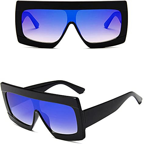 WQZYY&ASDCD Sonnenbrille Herren Damen Mode Gradient Übergroße Frauen Brille Vintage Square Lady Outdoor Männer Fahren Brillen Uv400-Blau