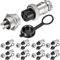 VISSQH 16pcs GX16 4Pin Connettore Aviazione,16mm Maschio/Femmina Connettore Aviazione Spina,Metallo Connettore Pannello Connettori a Filo +Gomma Berretto e Cacciavite a Croce