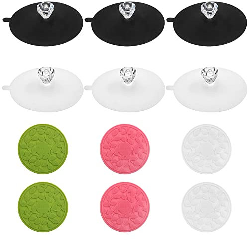 LyfLux - 12 tapas de silicona para tazas, 6 tapas elásticas de silicona con diamantes y 6 posavasos de silicona, fundas de tazón, para taza de té, taza de agua (negro, blanco, rosa, verde)