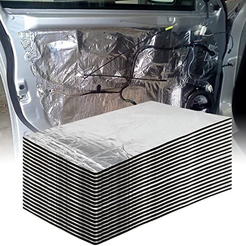 20Pcs 276mil 40x25cm Car Heat Shield Mat 2sqm Sound Deadening Mat Noise & Heat Insulation Moistureproof Waterproof for Car Hood Ceiling Door, Sound Deadener for Cars