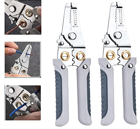 Upgraded Multifunctional Wire Stripping Pliers, Professional Special Wire Stripper for Electrician, Heavy Duty Multi-Purpose Electrical Wire Stripping Tool (2PCS)
