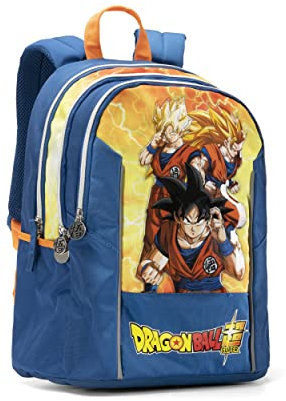 Dragon Ball Zaino Organizzato, Unisex - Bambini und Ragazzi Zaino Organizzato, Blu/Giallo, Taglia unica -