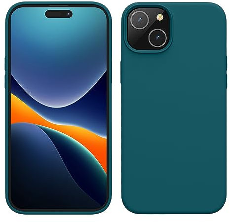 kwmobile Handyhülle für iPhone 15 Hülle, für iPhone 15 Case - Hülle Silikon - kabelloses Laden - Petrol matt
