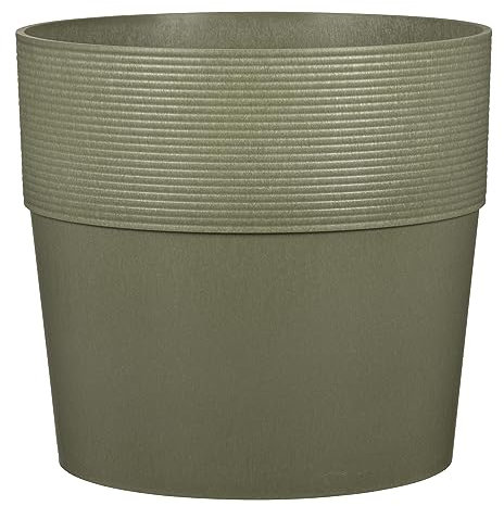Scheurich Groove 40, Blumentopf/Pflanzkübel, rund, Farbe: Khaki, hergestellt mit recyceltem Kunststoff, 8 Jahre Garantie, für den Innenbereich