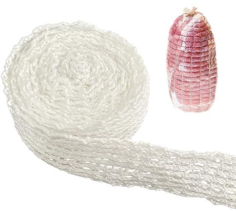 duoyif Fleischnetz Für Rollbraten Netz, Bratennetz Rollbratennetz Räuchernetz Schinkennetz, Baumwoll Netz Zum Aufbewahren Braten Kochen Von Fleisch, Bratennetz Kaliber 16 Elastische 10Meter (10m)