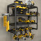 YYR 4 Tier Wall Mounted Power Tool Rack Cordless Storage Battery Tool Storage with Charging Station Garage Workshop Organization Pegboard 16 Inch 4 Slots