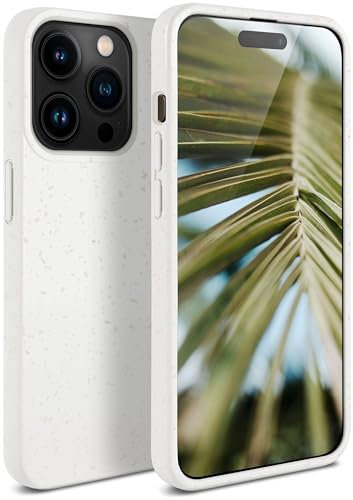 ONEFLOW Sama Sama Case kompatibel mit Apple iPhone 15 Pro – Nachhaltige Handyhülle aus Pflanzenfasern, Hülle biologisch abbaubar ohne Plastik, vegan und umweltfreundlich – Weiss