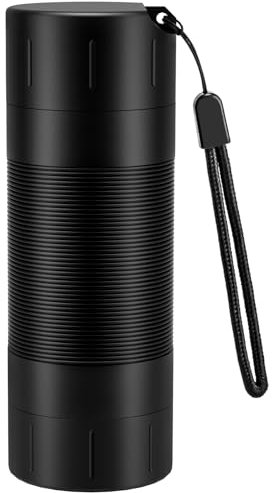 Aufew Luftdichter geruchsdichter Behälter, modulares Aluminium-Vorratsglas, tragbarer Aschenbecher mit wasserdichter Dichtung, vielseitige Aufbewahrung für Gewürze, Vitamine, Tabak (Schwarz)