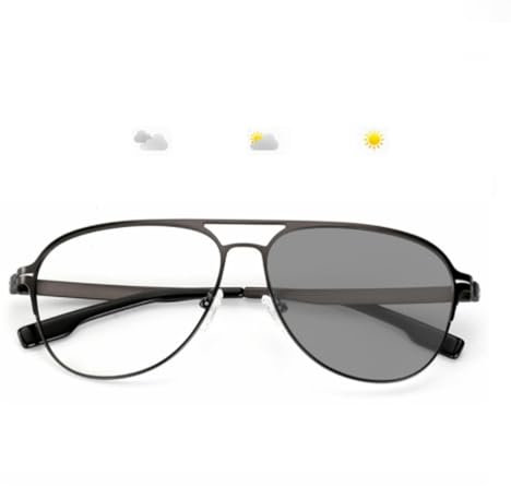 SKINCATE Occhiali da lettura Aviator da uomo Occhiali da sole da esterno fotocromici UV400 per guida/pesca occhiali fotocromatici in metallo presbiopia occhiali da +1,0 a +3,50 (dimensioni: +1.50)